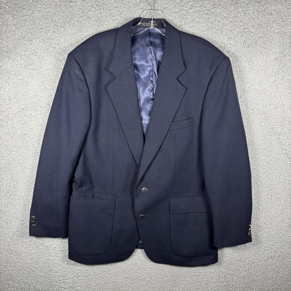 Christian Aujard Paris Navy Blue Blazer Mens 42R Two Button Hopsack Sport Coat